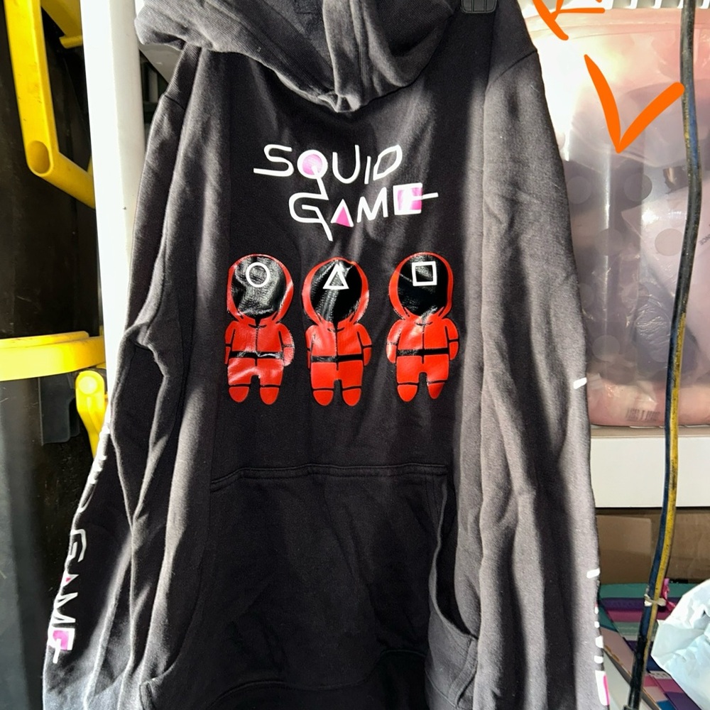 Squid Game Black Hoodie with Red Graphics